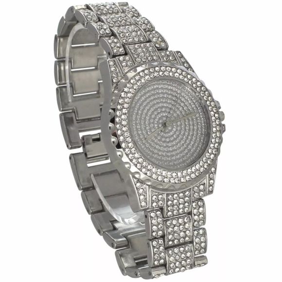 Luxury Men's Platinum Plated Iced Out Watch NEW